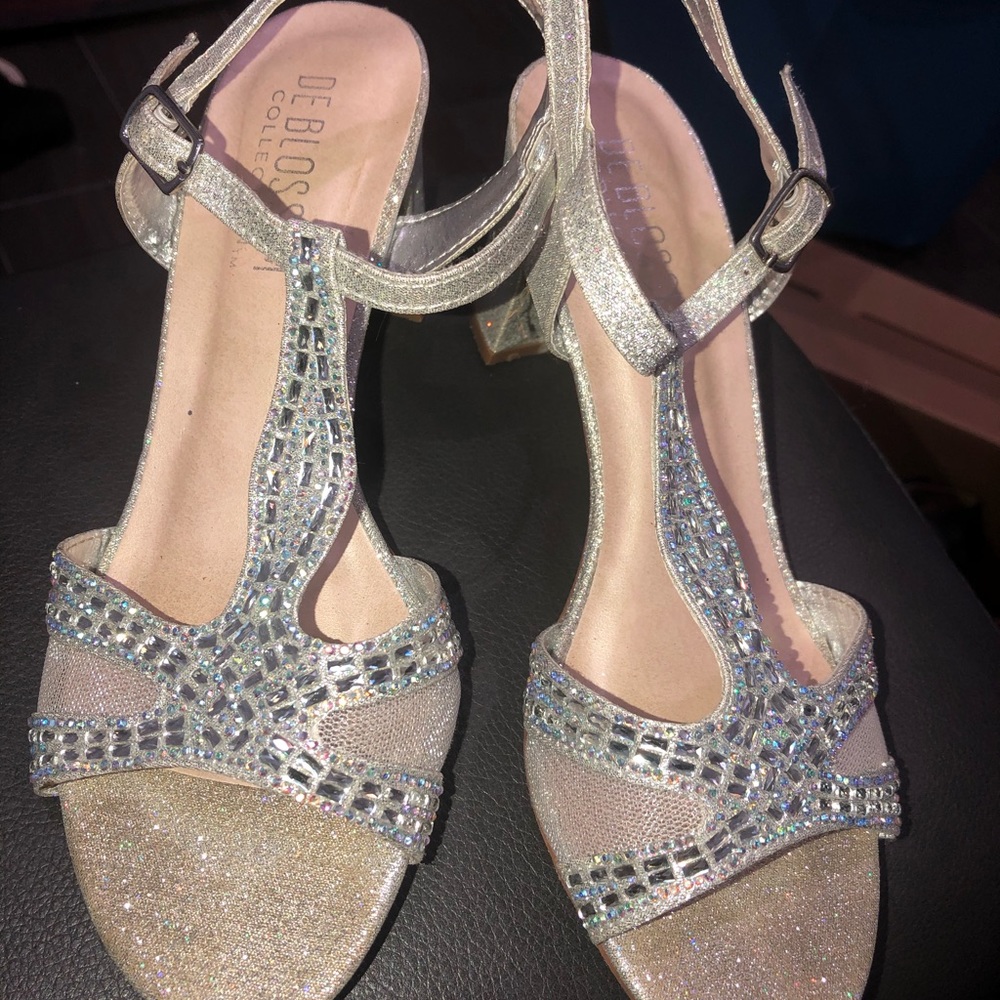 Silver sparkly heels